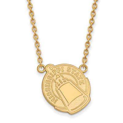 Mississippi State U Large Pendant with Necklace Gold-plated Sterling Silver GP057MSS-18, UPC: 88677…