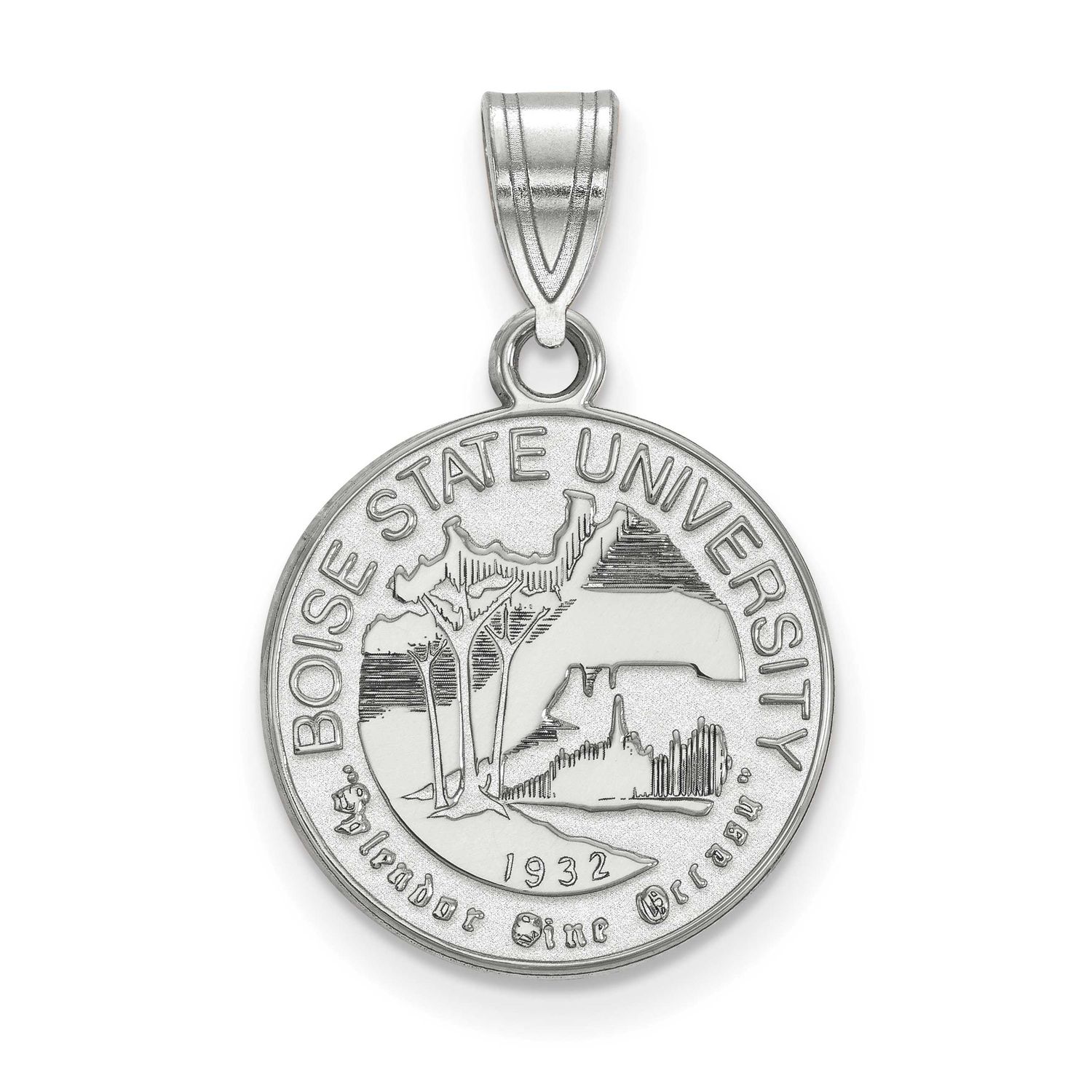 Boise State University Medium Crest Pendant 10k White Gold 1W007BOS, UPC: 191101781186