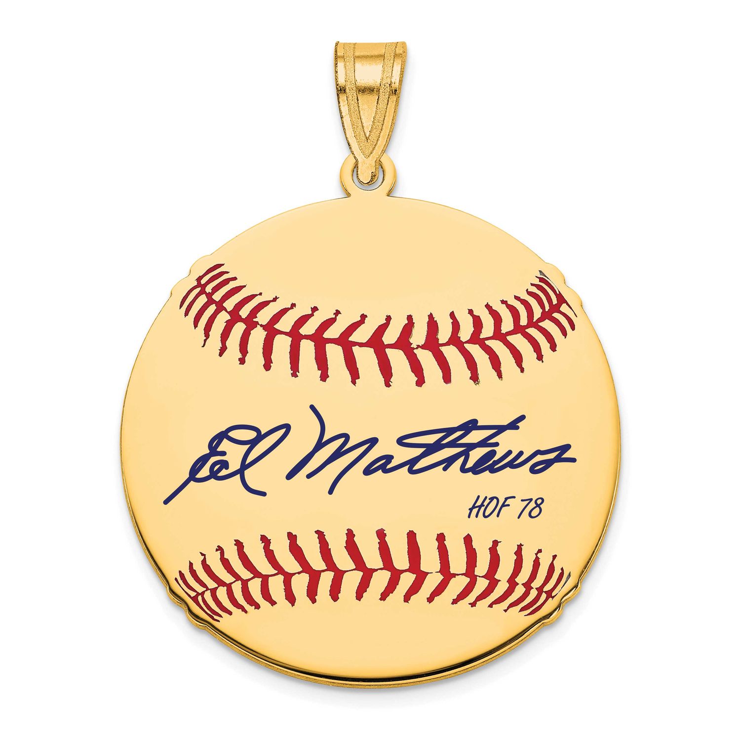 Eddie Mathews Hall of Fame Signature Medium Epoxy Baseball Pendant 14k Gold 4YHF10EM78, UPC:
