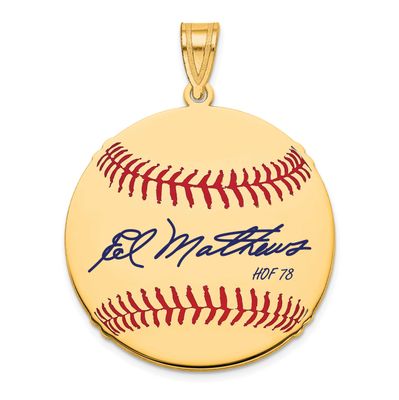 Eddie Mathews Hall of Fame Signature Medium Epoxy Baseball Pendant 14k Gold 4YHF10EM78, UPC: