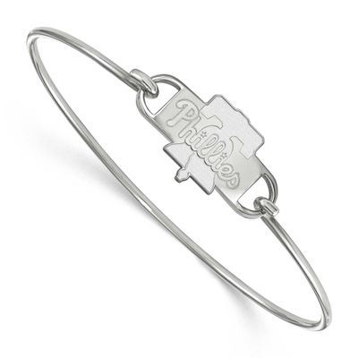 MLB Philadelphia Phillies Small Center 7 Inch Wire Bangle Sterling Silver Rhodium-plated SS008PHI-7…