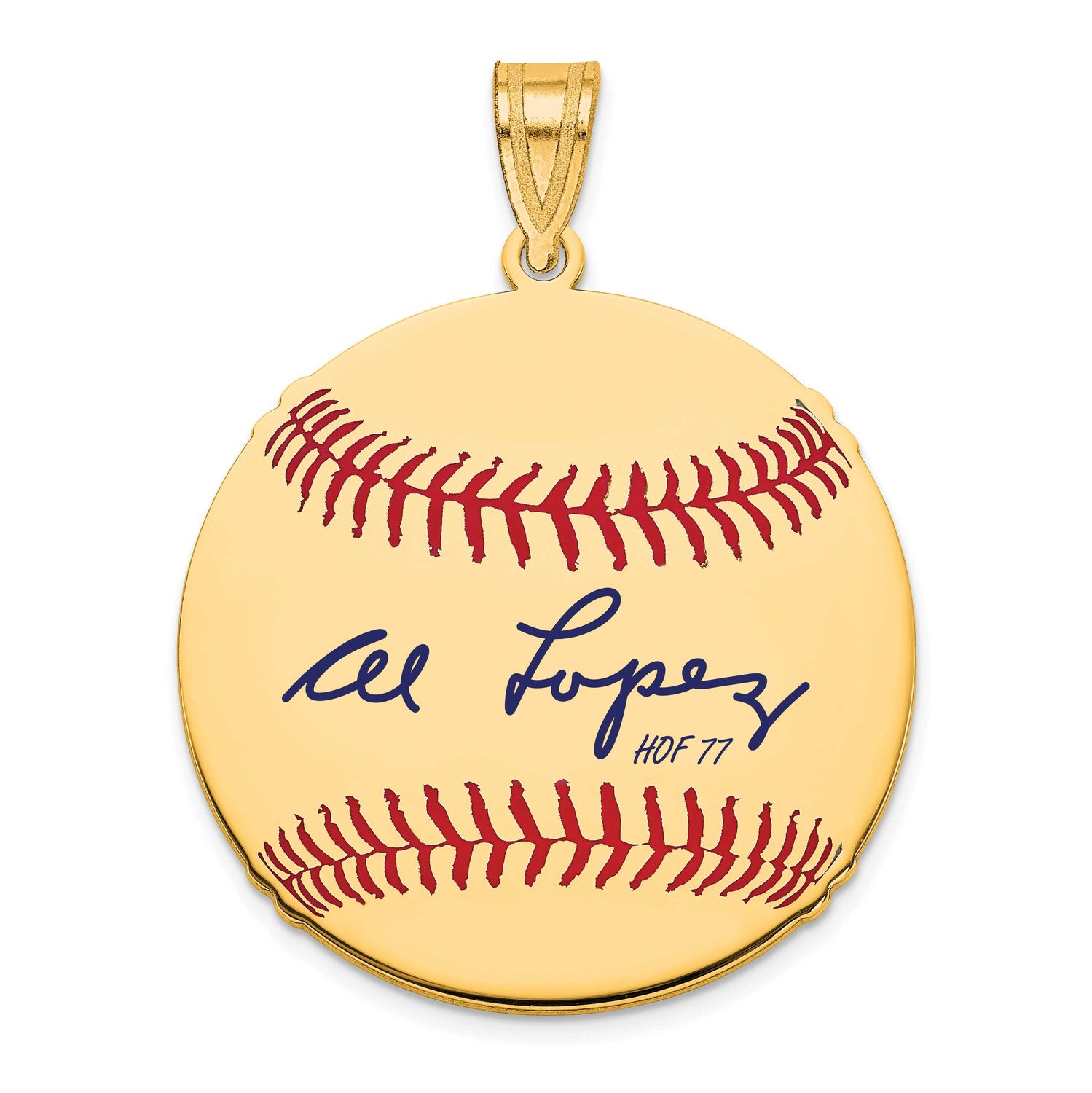 Al Lopez Hall of Fame Signature Medium Epoxy Baseball Pendant Gold-plated Sterling Silver GPHF10AL7…