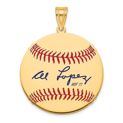 Al Lopez Hall of Fame Signature Medium Epoxy Baseball Pendant Gold-plated Sterling Silver GPHF10AL7…