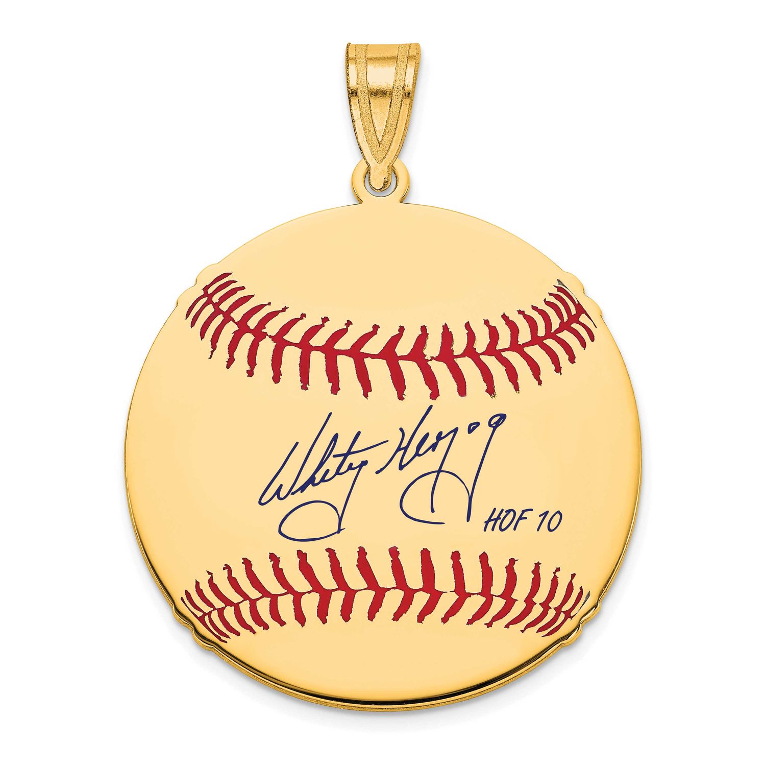 Whitey Herzog Hall of Fame Signature Medium Epoxy Baseball Pendant 10k Gold 1YHF10WH10, UPC: