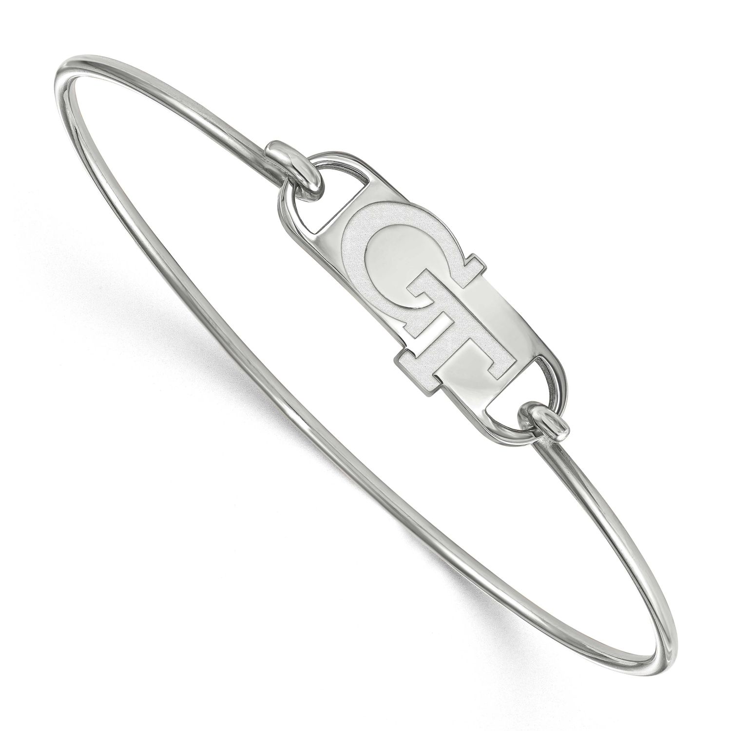 Georgia Institute of Technology G-T Small Center 7 Inch Wire Bangle Sterling Silver Rhodium-plated …