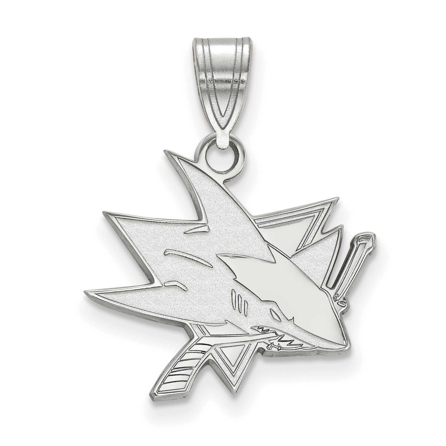 NHL San Jose Sharks Medium Pendant 14k White Gold 4W003SHA, UPC: 191101780073