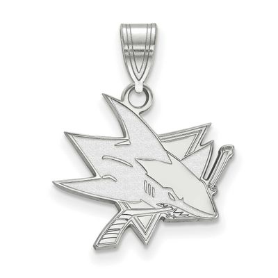 NHL San Jose Sharks Medium Pendant 14k White Gold 4W003SHA, UPC: 191101780073