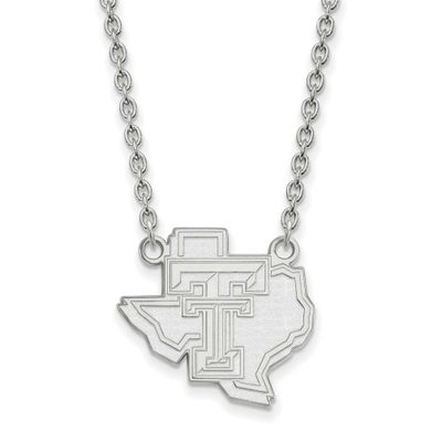 Texas Tech University State Outline Large Pendant 18 Inch Necklace 14k White Gold 4W055TXT-18, UPC:…