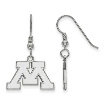 University of Minnesota Letter M Small Dangle Wire Earrings Sterling Silver Rhodium-plated SS006UMN…