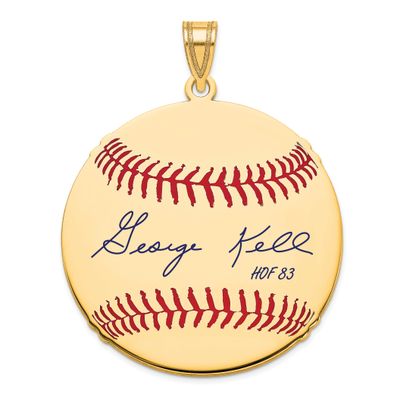 George Kell Hall of Fame Signature Large Epoxy Baseball Pendant 10k Gold 1YHF02GK83, UPC: