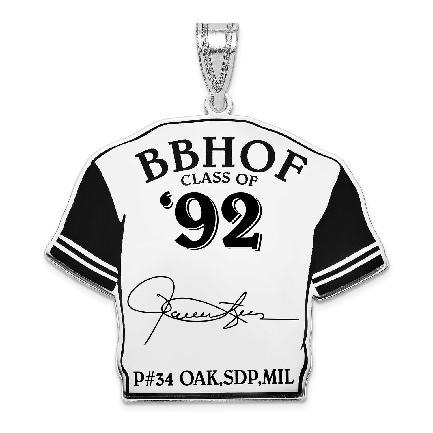 Rollie Fingers Hall of Fame Signature Epoxy Jersey Pendant Sterling Silver SSHF01RF92, UPC: