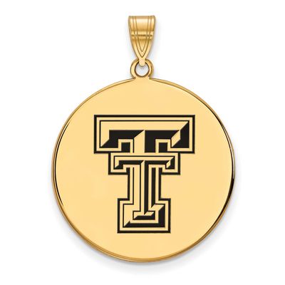 Texas Tech University T-T Extra Large Enameled Disc Pendant Gold-plated Sterling Silver GP078TXT, U…