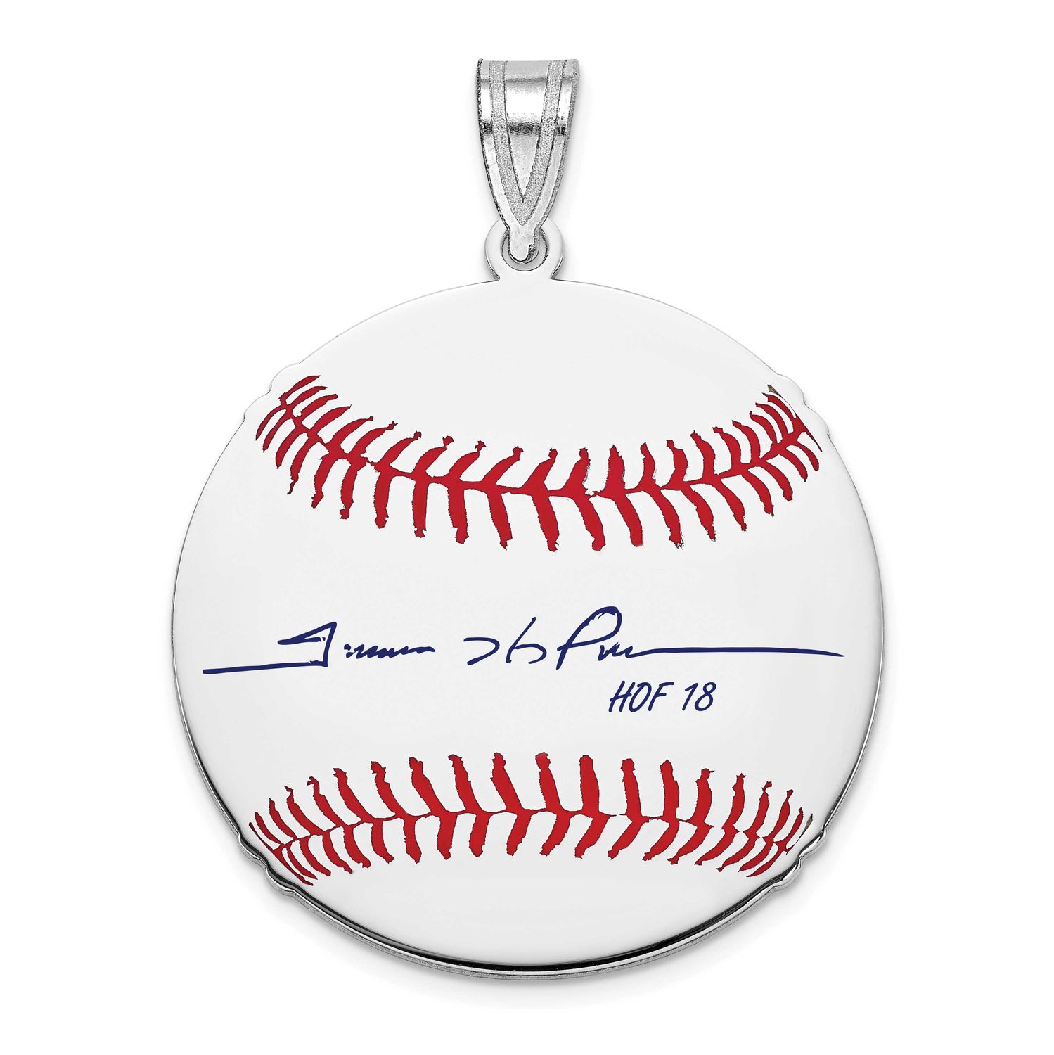 Trevor Hoffman Hall of Fame Signature Medium Epoxy Baseball Pendant Sterling Silver SSHF10TH18, UPC: