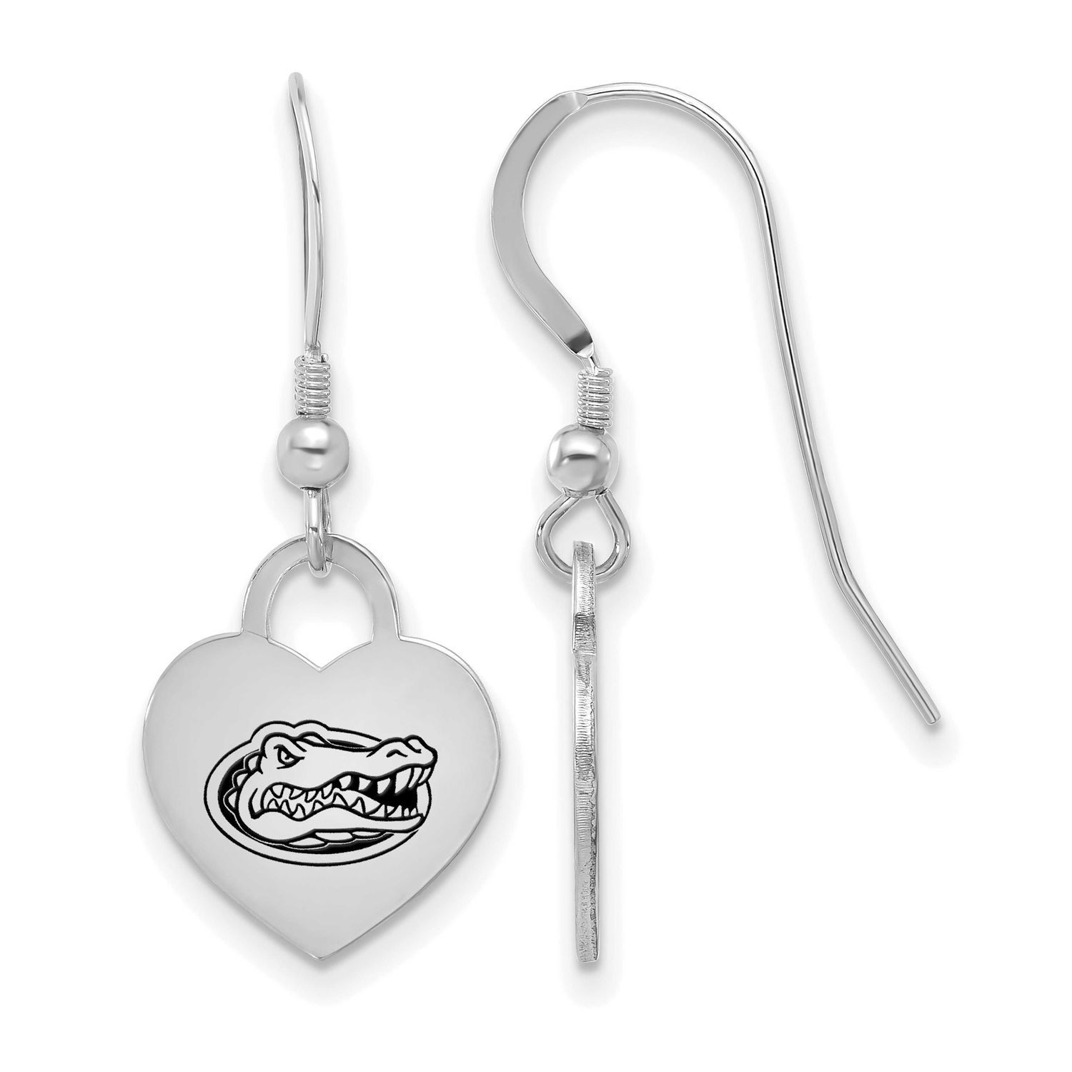 University of Florida Enamel Heart Dangle Earrings Sterling Silver Rhodium-plated SS129UFL, UPC: 19…