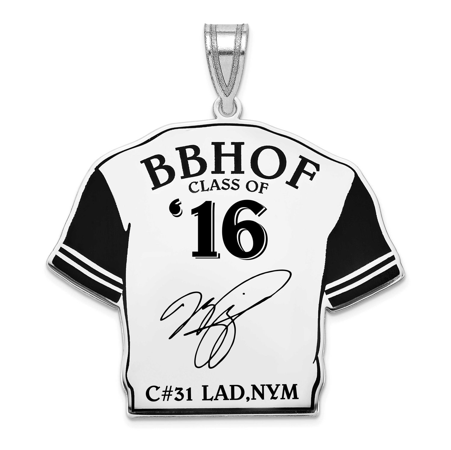 Mike Piazza Hall of Fame Signature Epoxy Jersey Pendant Sterling Silver SSHF01MP16, UPC: