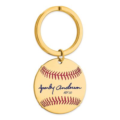 Sparky Anderson Hall of Fame Signature Epoxy Baseball Keychain Gold-plated Sterling Silver GPHF03SA…