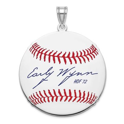 Early Wynn Hall of Fame Signature Large Epoxy Baseball Pendant Sterling Silver SSHF02EW72, UPC: