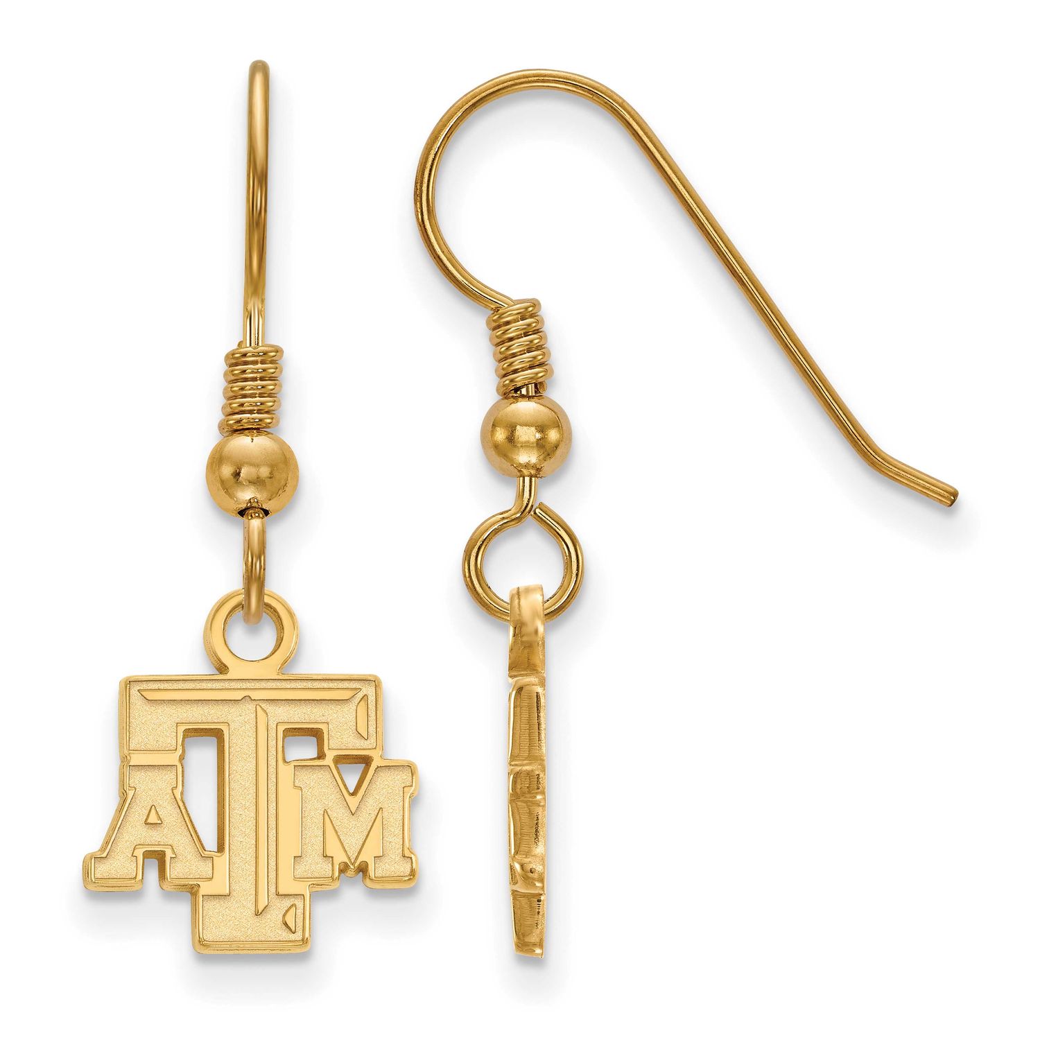 Texas A And M University T-A-M Extra Small Dangle Wire Earrings Gold-plated Sterling Silver GP006TA…