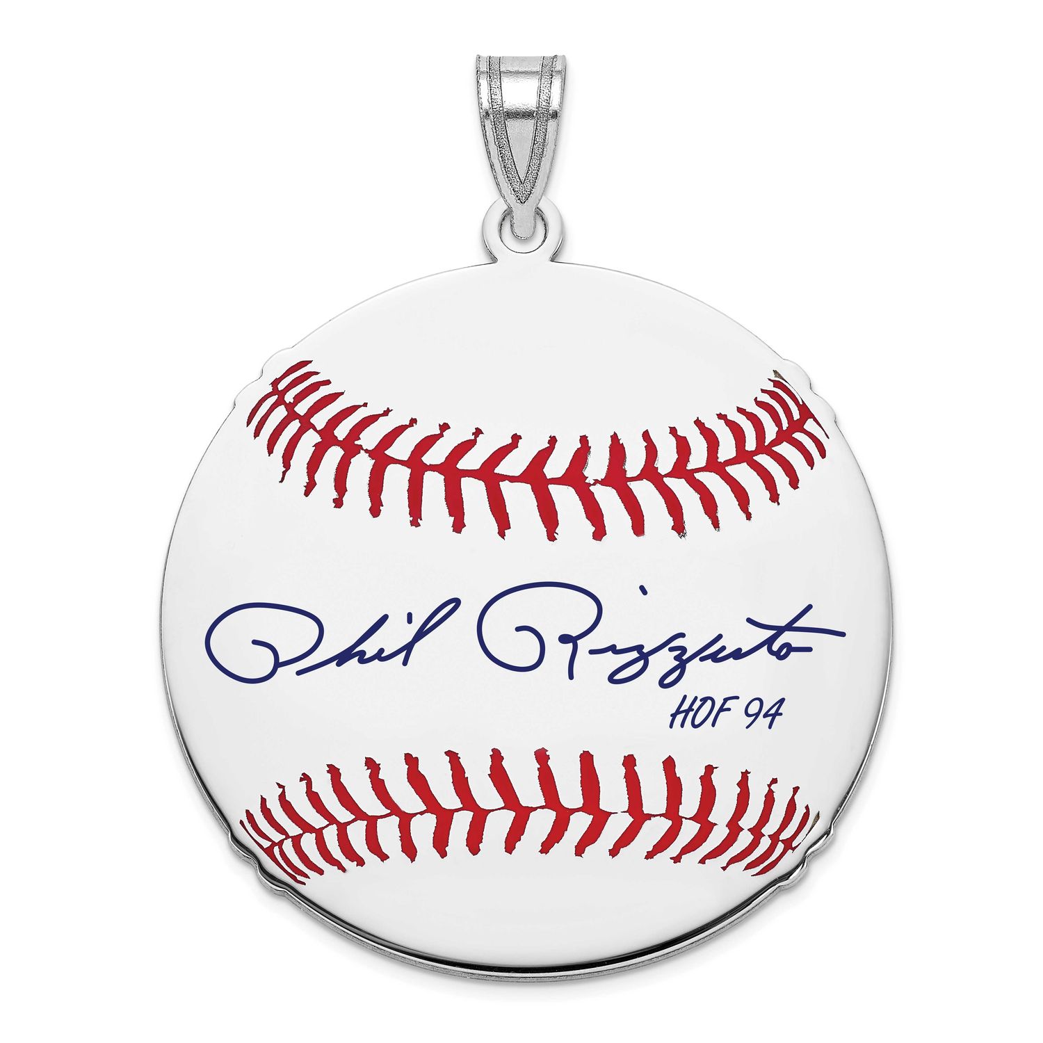 Phil Rizzuto Hall of Fame Signature Large Epoxy Baseball Pendant Sterling Silver SSHF02PR94, UPC: