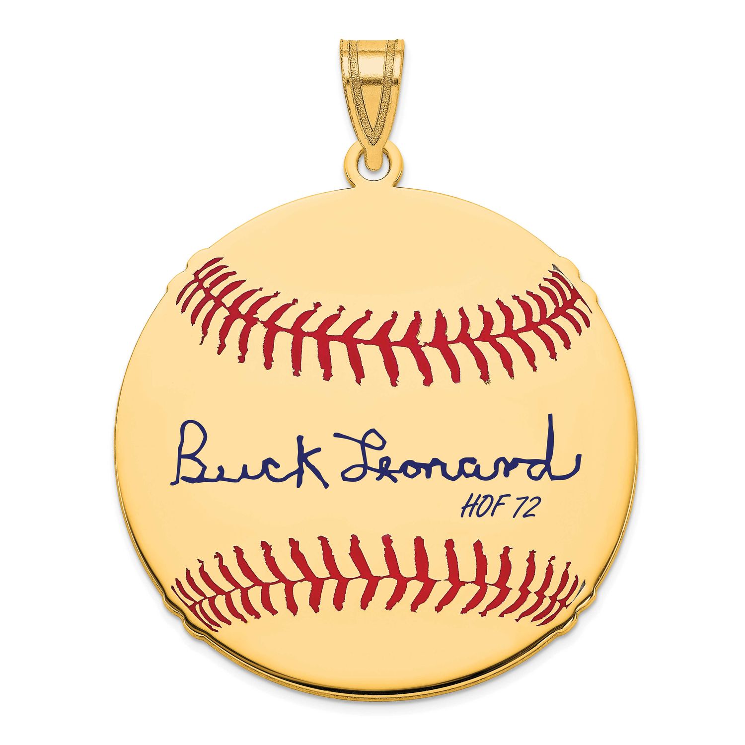 Buck Leonard Hall of Fame Signature Large Epoxy Baseball Pendant 14k Gold 4YHF02BL72, UPC: