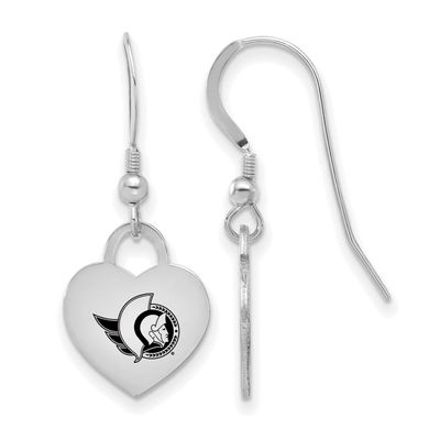 NHL Ottawa Senators Enamel Heart Dangle Earrings Sterling Silver Rhodium-plated SS129SEN, UPC: 1969…