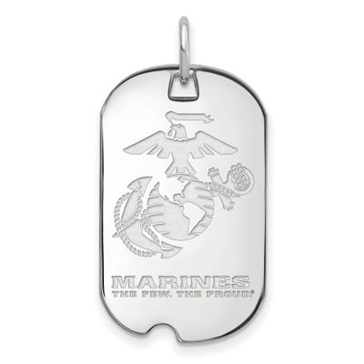 U.S. Marine Corps Large Dog Tag 14k White Gold 4W016USMC, UPC: 191101483998