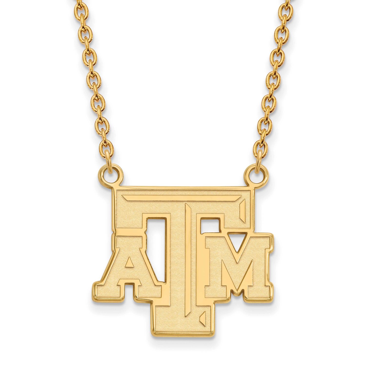 Texas A And M University T-A-M Large Pendant 18 Inch Necklace Gold-plated Sterling Silver GP010TAM-…