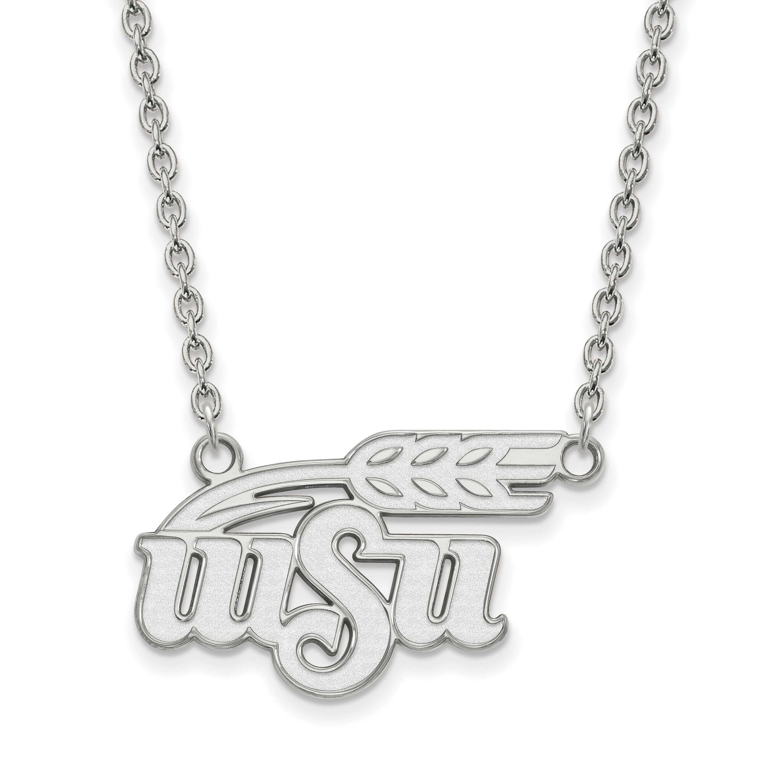 Wichita State University W-S-U Large Pendant 18 Inch Necklace Sterling Silver Rhodium-plated SS017W…