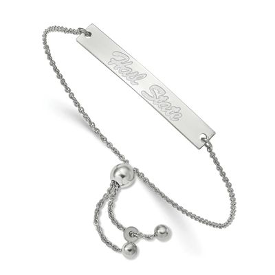 La Mississippi State University Small Bar Adjustable Bracelet Sterling Silver Rhodium-plated SS079M…