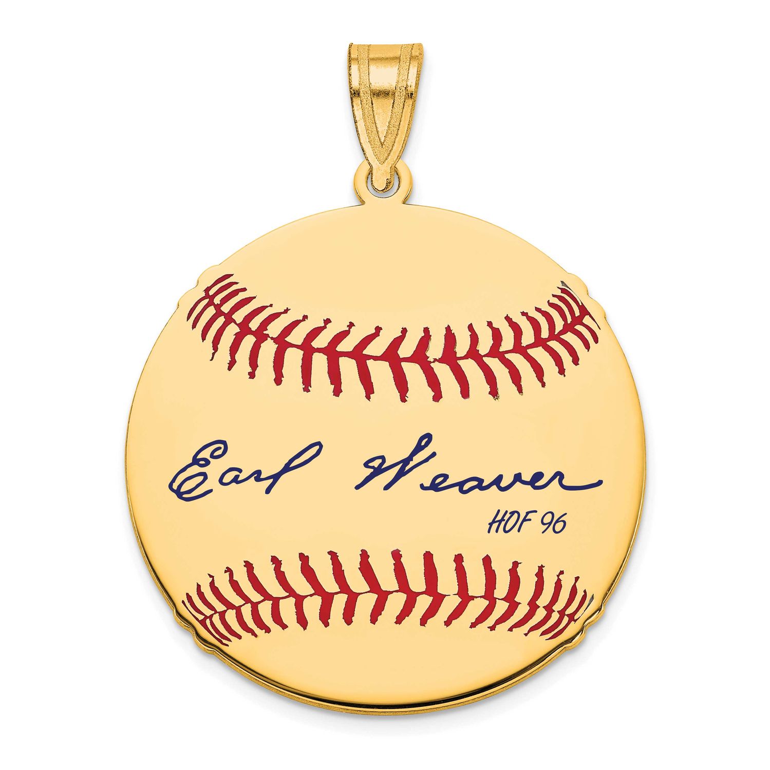 Earl Weaver Hall of Fame Signature Medium Epoxy Baseball Pendant Gold-plated Sterling Silver GPHF10…