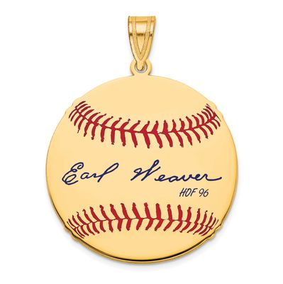 Earl Weaver Hall of Fame Signature Medium Epoxy Baseball Pendant Gold-plated Sterling Silver GPHF10…