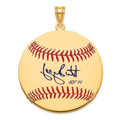 George Brett Hall of Fame Signature Large Epoxy Baseball Pendant Gold-plated Sterling Silver GPHF02…