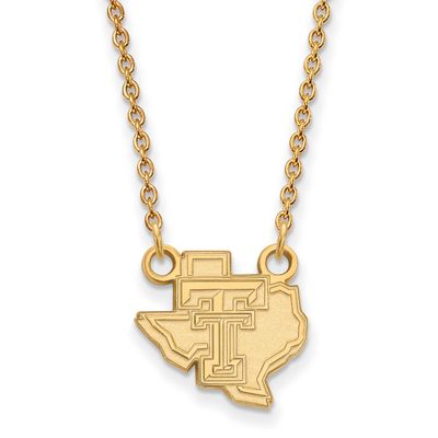 Texas Tech University State Outline Small Pendant 18 Inch Necklace Gold-plated Sterling Silver GP05…