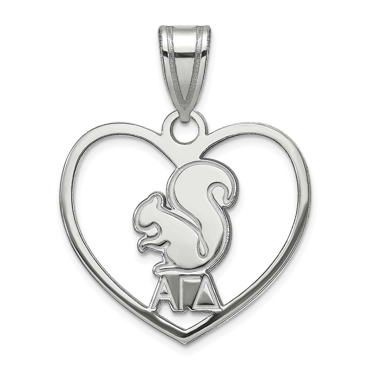Alpha Gamma Delta Heart Pendant Sterling Silver Rhodium-plated SS040AGD, UPC: 886774608365