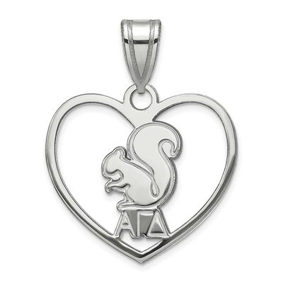 Alpha Gamma Delta Heart Pendant Sterling Silver Rhodium-plated SS040AGD, UPC: 886774608365