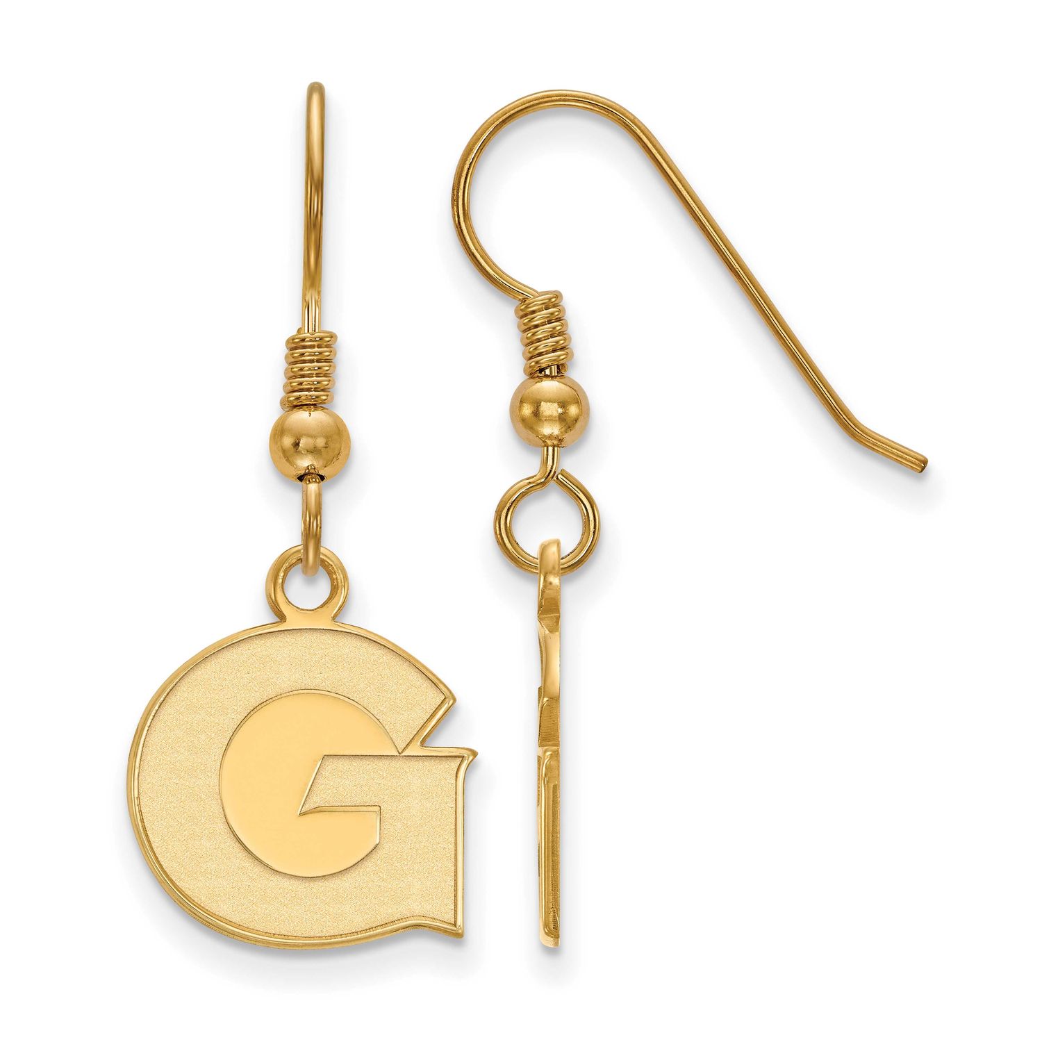 Georgetown University Letter G Small Dangle Wire Earrings Gold-plated Sterling Silver GP003GC, UPC:…