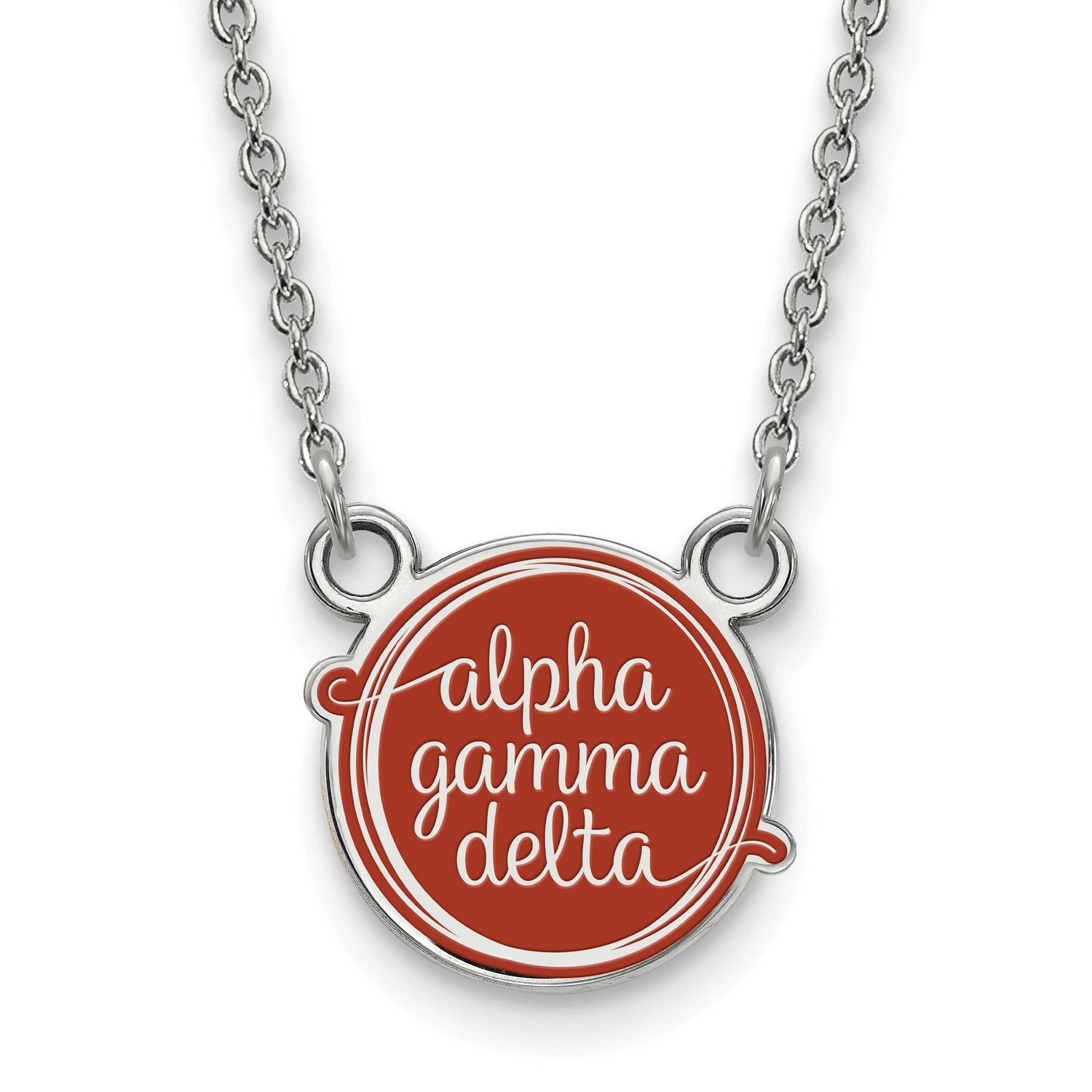 Alpha Gamma Delta Extra Small Enl Pend with Necklace Sterling Silver Rhodium-plated SS012AGD-18, UP…