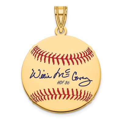 Willie Mccovey Hall of Fame Signature Small Epoxy Baseball Pendant 14k Gold 4YHF11WM86, UPC: