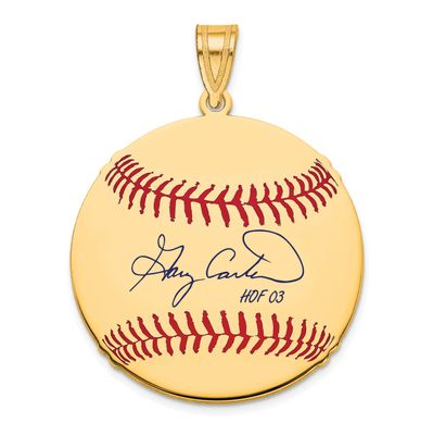 Gary Carter Hall of Fame Signature Medium Epoxy Baseball Pendant Gold-plated Sterling Silver GPHF10…