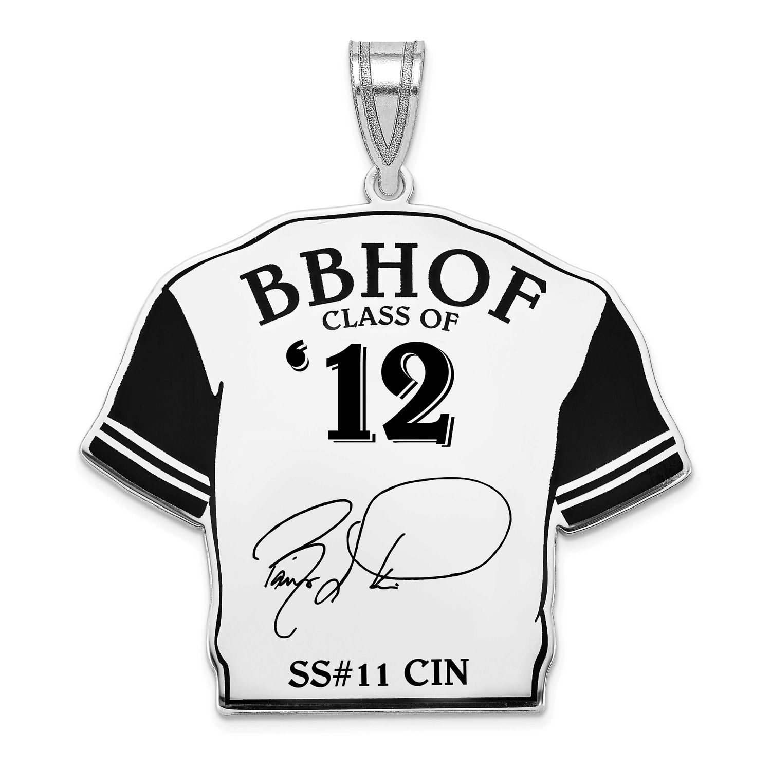 Barry Larkin Hall of Fame Signature Epoxy Jersey Pendant Sterling Silver SSHF01BL12, UPC: