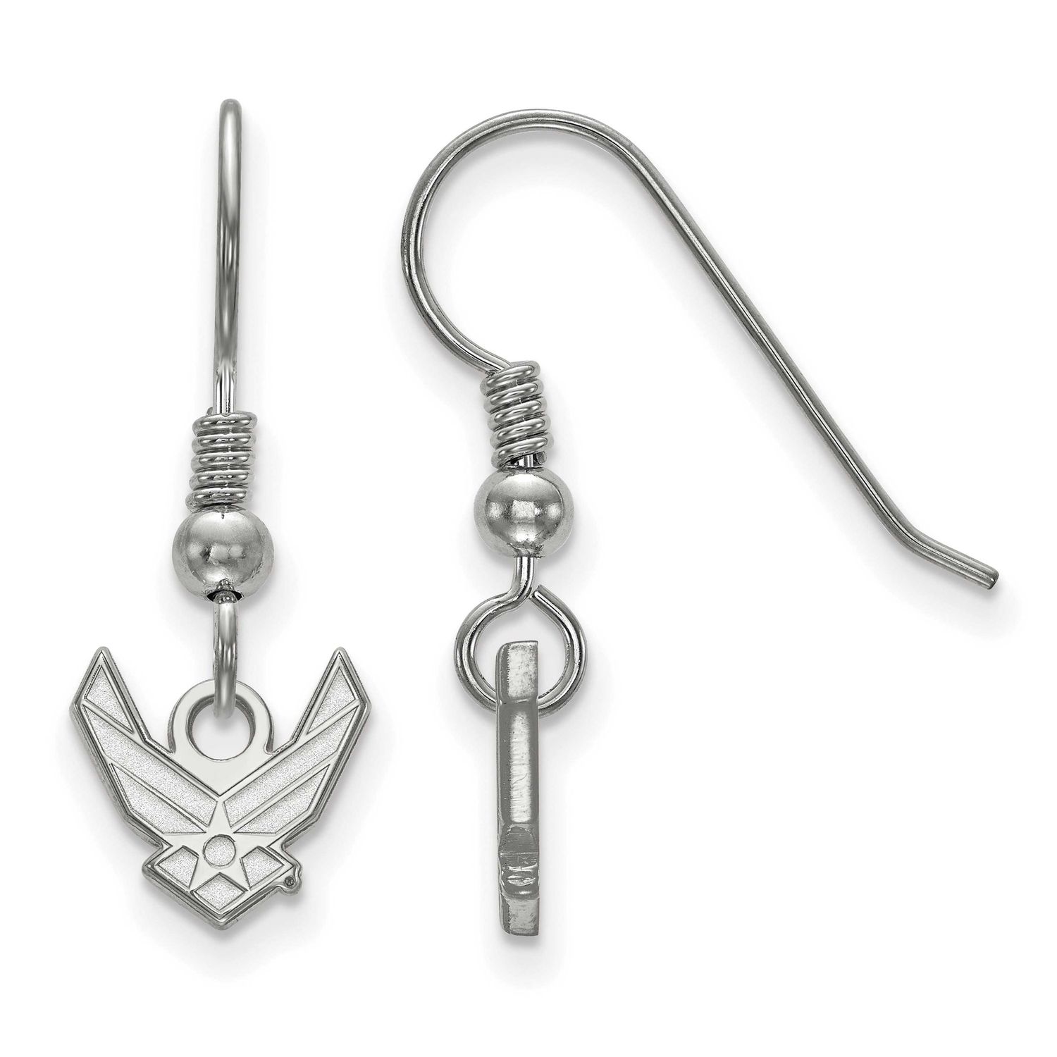 U.S. Air Force Extra Small Dangle Wire Earrings Sterling Silver Rhodium-plated SS006USAF, UPC: 1911…