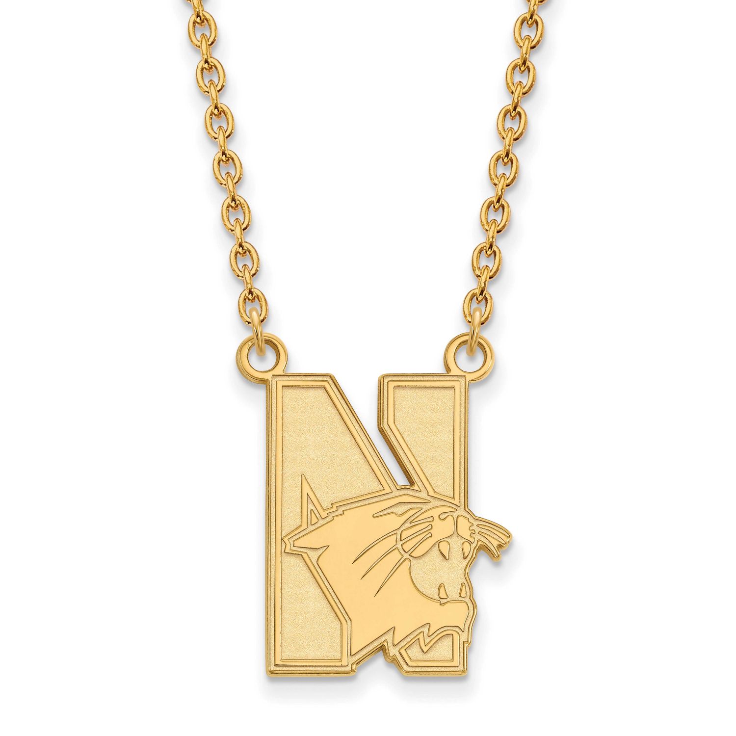 Northwestern University Large Pendant 18 Inch Necklace 14k Gold 4Y008NWU-18, UPC: 886774867373