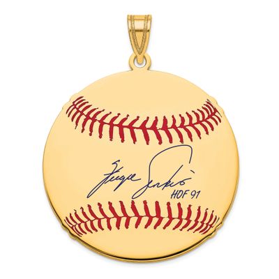 Fergie Jenkins Hall of Fame Signature Large Epoxy Baseball Pendant 10k Gold 1YHF02FJ91, UPC: