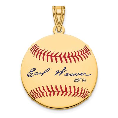 Earl Weaver Hall of Fame Signature Small Epoxy Baseball Pendant 10k Gold 1YHF11EW96, UPC: