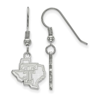 Texas Tech University State Outline Small Dangle Wire Earrings Sterling Silver Rhodium-plated SS048…