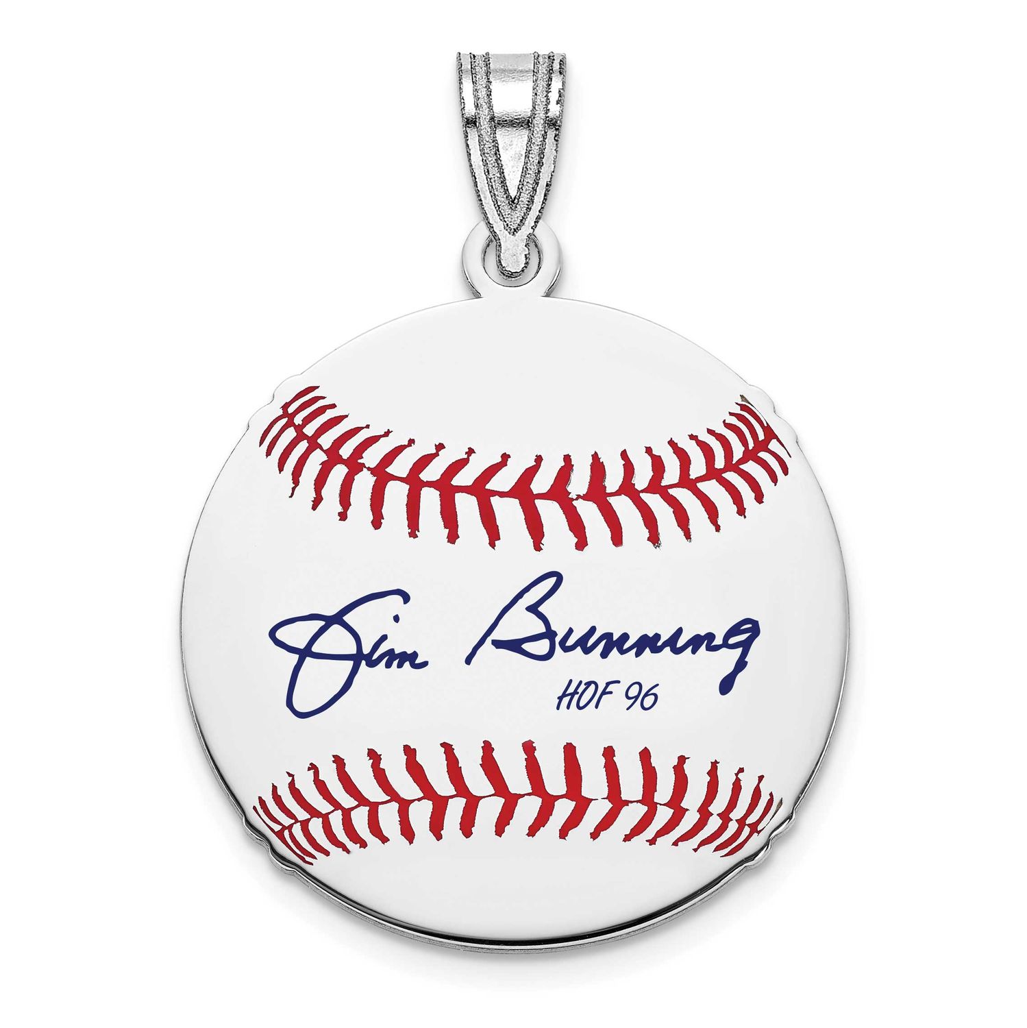Jim Bunning Hall of Fame Signature Small Epoxy Baseball Pendant Sterling Silver SSHF11JB96, UPC: