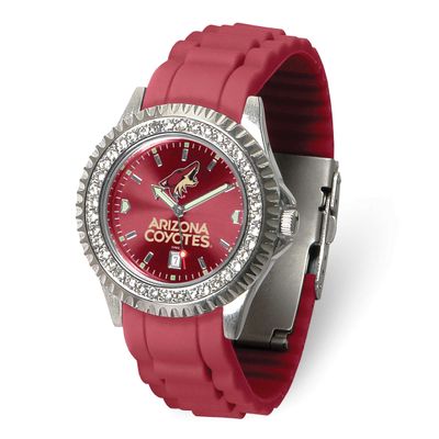 NHL Arizona Coyotes Ladies Sparkle Crystal Bezel Silicone Strap Quartz Watch with Date Gametime XWL…