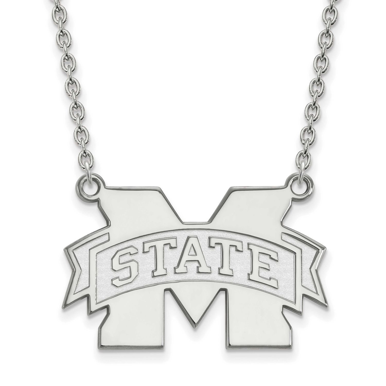 Mississippi State University Large Pendant with Neckla Sterling Silver Rhodium-plated SS016MSS-18, …
