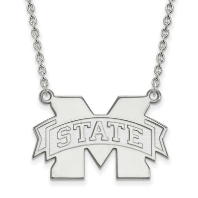 Mississippi State University Large Pendant with Neckla Sterling Silver Rhodium-plated SS016MSS-18, …