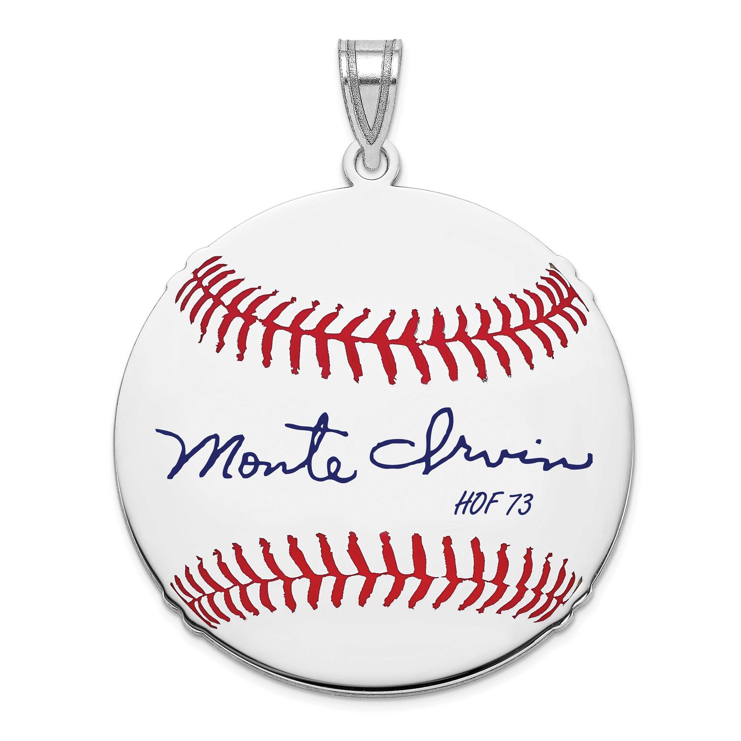 Monte Irvin Hall of Fame Signature Large Epoxy Baseball Pendant Sterling Silver SSHF02MI73, UPC: